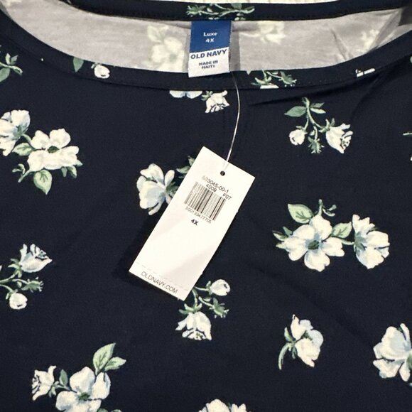 Old Navy womens NWT 4X blue floral Luxe tee short sleeve prairie boho timeless - Picture 8 of 13